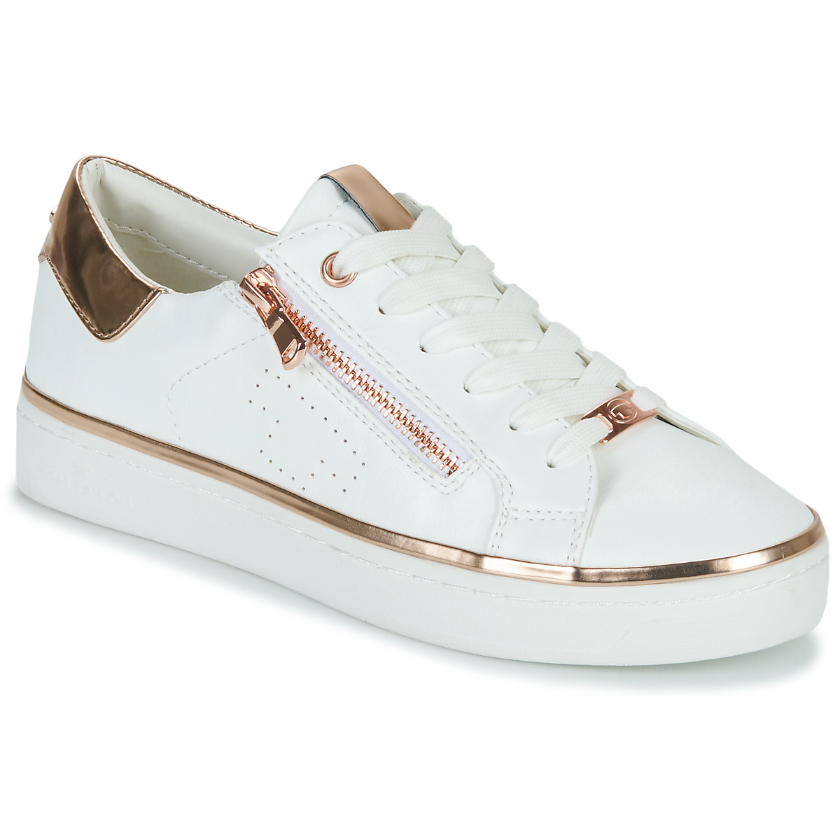 Cipők Női Rövid szárú edzőcipők Tom Tailor 6992603-WHITE Fehér / Arany