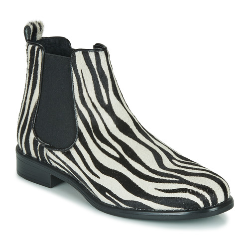 Cipők Női Csizmák Betty London HUGUETTE Fekete  / Fehér / Zebra