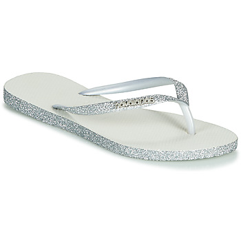 Cipők Női Lábujjközös papucsok Havaianas SLIM SPARKLE Fehér / Ezüst