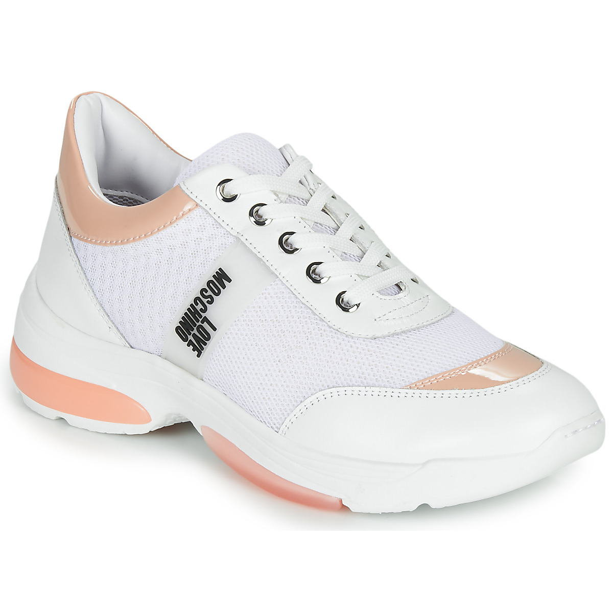 Cipők Női Rövid szárú edzőcipők Love Moschino RUNNINLOVE Fehér / Rózsaszín
