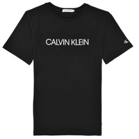 Ruhák Fiú Rövid ujjú pólók Calvin Klein Jeans INSTITUTIONAL T-SHIRT Fekete 