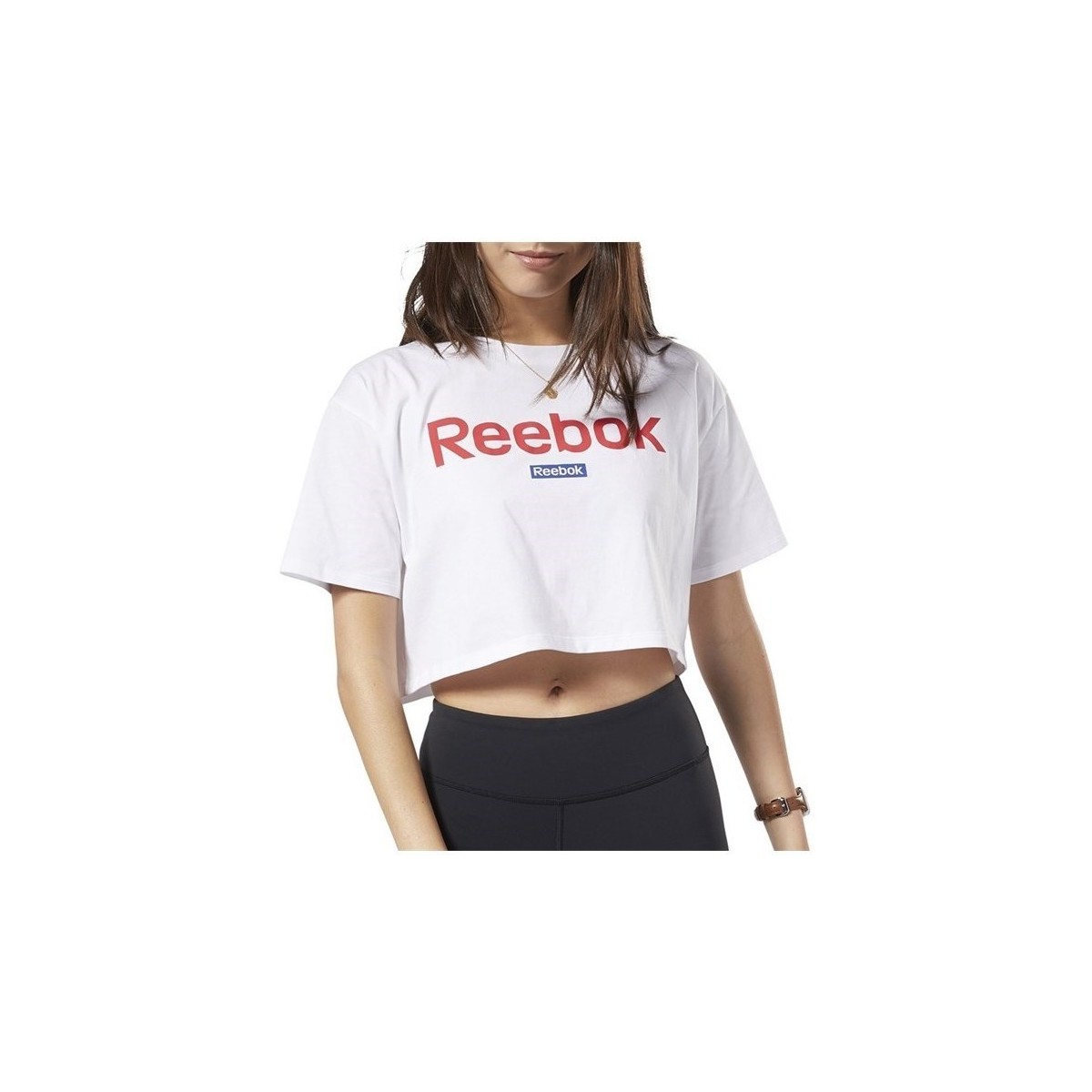 Ruhák Női Rövid ujjú pólók Reebok Sport Linear Logo Crop Tee Fehér