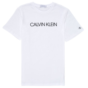 Ruhák Fiú Rövid ujjú pólók Calvin Klein Jeans INSTITUTIONAL T-SHIRT Fehér