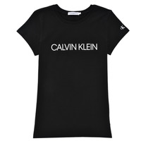 Ruhák Lány Rövid ujjú pólók Calvin Klein Jeans INSTITUTIONAL T-SHIRT Fekete 
