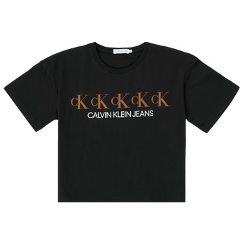 Ruhák Lány Rövid ujjú pólók Calvin Klein Jeans CK REPEAT FOIL BOXY T-SHIRT Fekete 