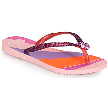Cipők Lány Lábujjközös papucsok Havaianas KIDS SLIM GLITTER II Rózsaszín