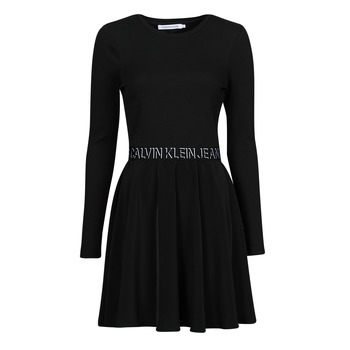 Ruhák Női Rövid ruhák Calvin Klein Jeans LOGO ELASTIC DRESS Fekete 