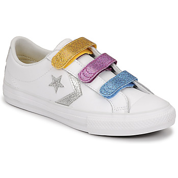 Cipők Lány Rövid szárú edzőcipők Converse STAR PLAYER 3V GLITTER TEXTILE OX Fehér / Sokszínű