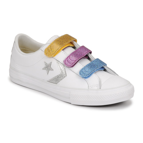 Cipők Lány Rövid szárú edzőcipők Converse STAR PLAYER 3V GLITTER TEXTILE OX Fehér / Sokszínű