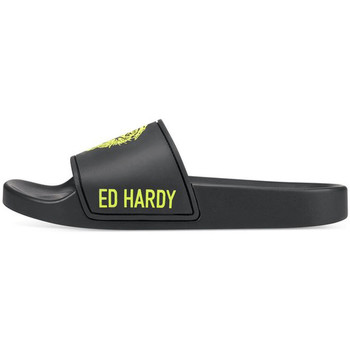 Cipők Női strandpapucsok Ed Hardy - Sexy beast sliders black-fluo yellow Fekete 