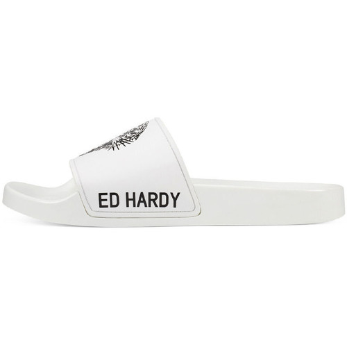 Cipők Férfi Lábujjközös papucsok Ed Hardy Sexy beast sliders white-black Fehér