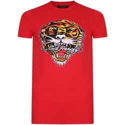 Ruhák Férfi Rövid ujjú pólók Ed Hardy - Tiger mouth graphic t-shirt red Piros