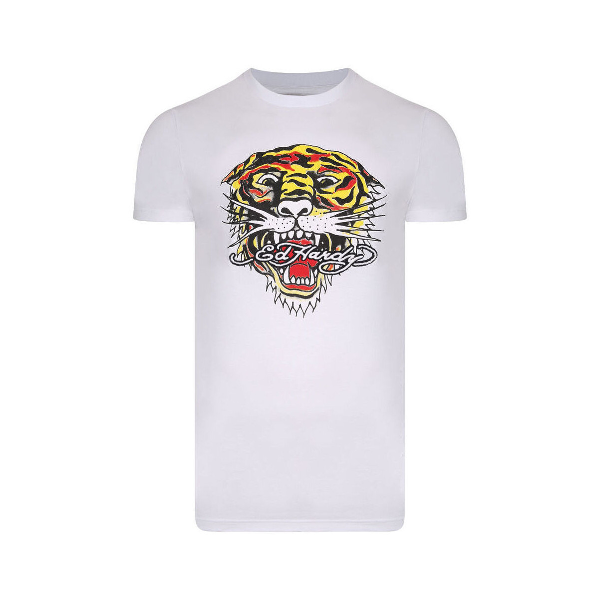Ruhák Férfi Rövid ujjú pólók Ed Hardy Tiger mouth graphic t-shirt white Fehér