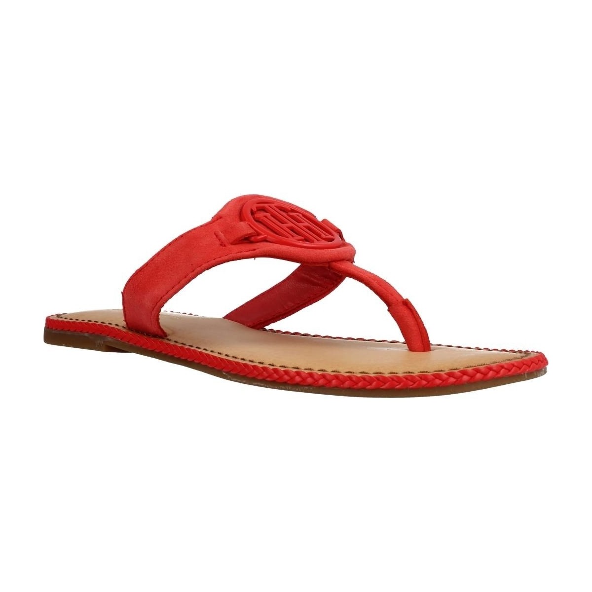 Cipők Női Szandálok / Saruk Tommy Hilfiger ESSENTIAL HARDWARE FLAT Piros
