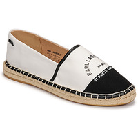 Cipők Női Gyékény talpú cipők Karl Lagerfeld KAMINI Maison Logo Slip On Elefántcsont / Fekete 