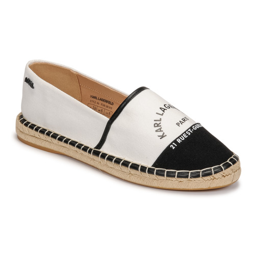 Cipők Női Gyékény talpú cipők Karl Lagerfeld KAMINI Maison Logo Slip On Elefántcsont / Fekete 