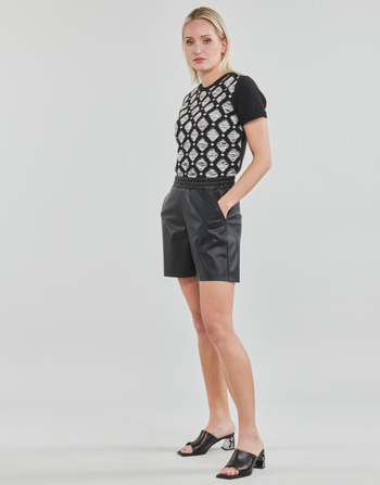 Karl Lagerfeld PERFORATED FAUX LEATHER SHORTS Fekete 