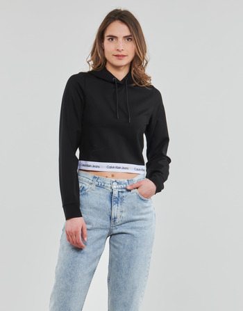 Ruhák Női Pulóverek Calvin Klein Jeans CONTRAST TAPE MILANO HOODIE Fekete 
