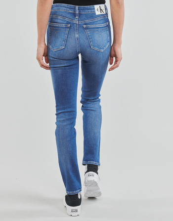 Calvin Klein Jeans HIGH RISE SLIM Kék / Tiszta