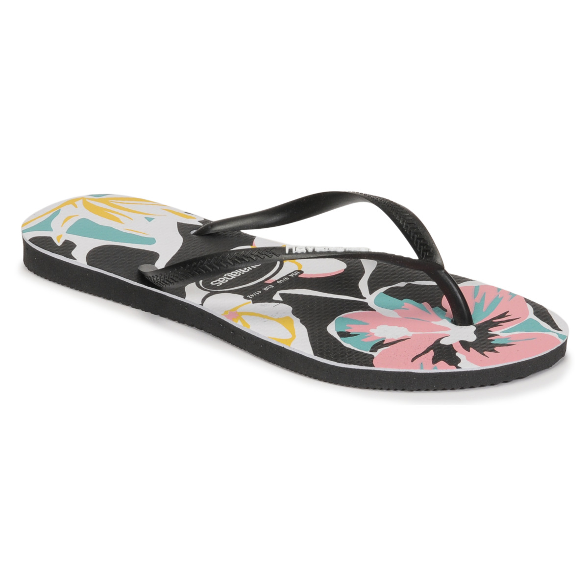 Cipők Női Lábujjközös papucsok Havaianas SLIM FLORAL BASIC Fekete  / Kék / Rózsaszín