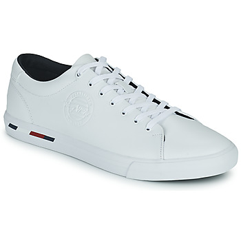 Cipők Férfi Rövid szárú edzőcipők Tommy Hilfiger Corporate Logo Leather Vulc Fehér