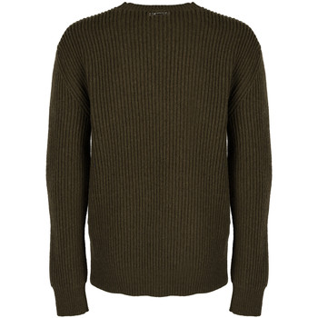Les Hommes LJK106-656U | Round Neck Sweater with Asymetric Zip Zöld