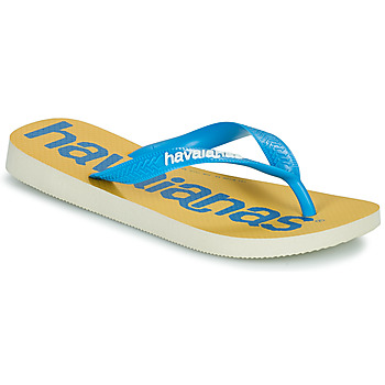 Cipők Lábujjközös papucsok Havaianas TOP LOGOMANIA 2 Citromsárga / Kék