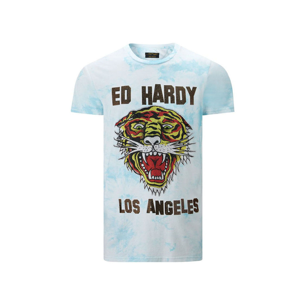 Ruhák Férfi Rövid ujjú pólók Ed Hardy Los tigre t-shirt turquesa Kék