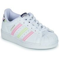 Cipők Lány Rövid szárú edzőcipők adidas Originals SUPERSTAR C Fehér / Rózsaszín / Motif