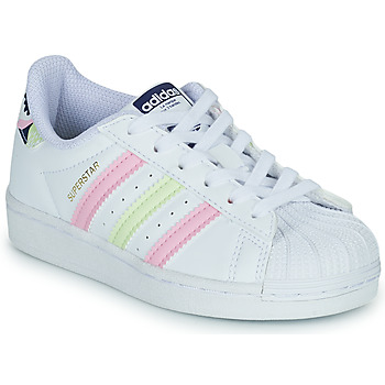 Cipők Lány Rövid szárú edzőcipők adidas Originals SUPERSTAR C Fehér / Rózsaszín / Motif