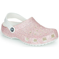 Cipők Lány Klumpák Crocs Classic Glitter Clog K Fehér / Rózsaszín