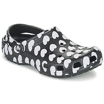 Cipők Női Klumpák Crocs CLASSIC HEART PRINT CLOG Fekete  / Fehér