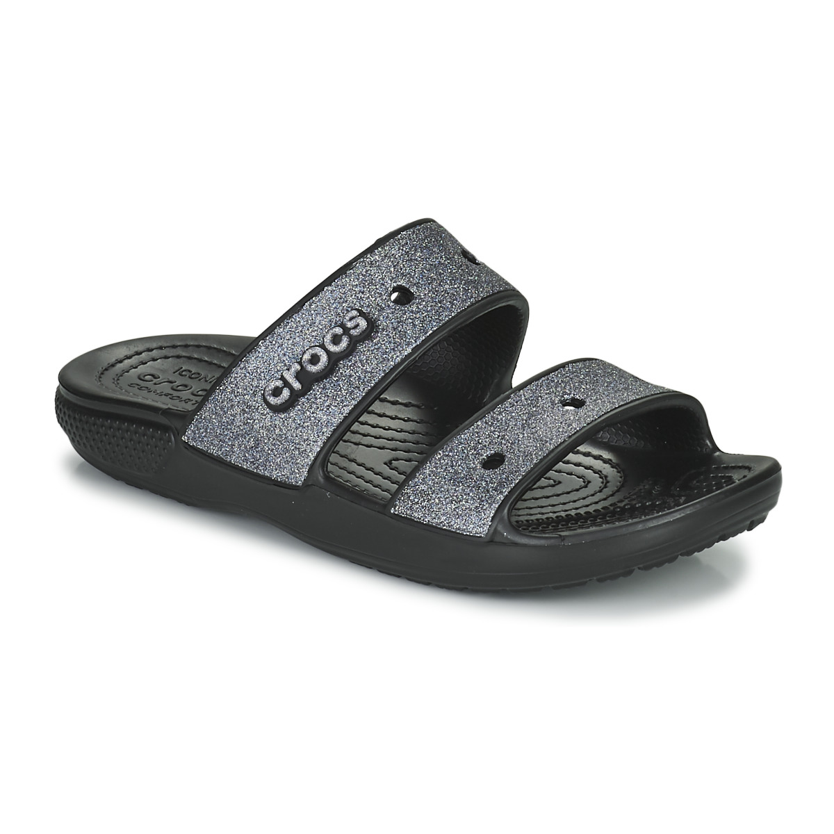 Cipők Női Papucsok Crocs CLASSIC CROC GLITTER II SANDAL Fekete 
