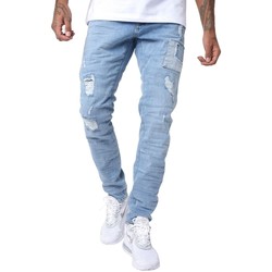 Ruhák Férfi Slim farmerek Project X Paris Jeans skinny avec empiècements style patch bleu clair