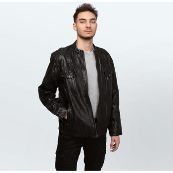 Ruhák Férfi Kabátok / Blézerek Cameleon Men's Leather Jacket K2922 Fekete 