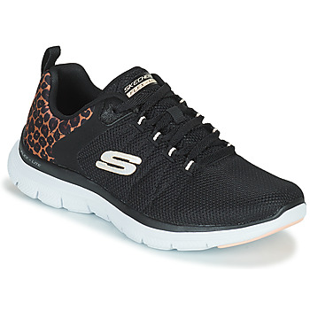 Cipők Női Rövid szárú edzőcipők Skechers FLEX APPEAL 4.0 Fekete  / Leopárd