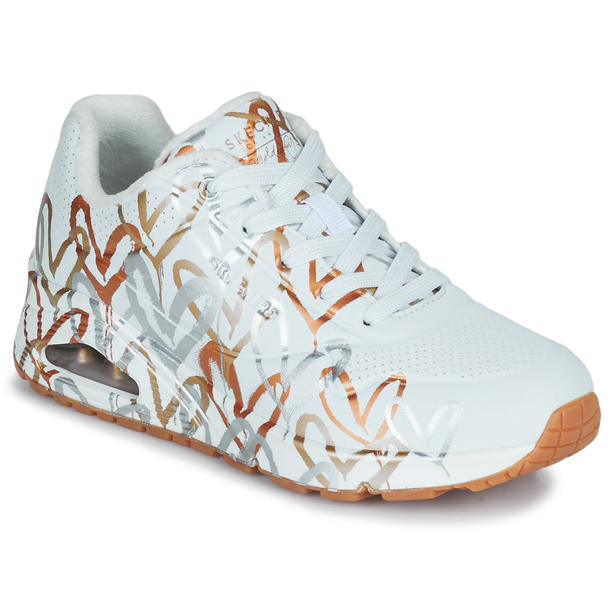 Cipők Női Rövid szárú edzőcipők Skechers UNO Fehér / Arany