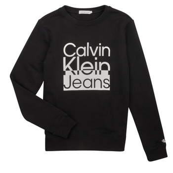 Ruhák Fiú Pulóverek Calvin Klein Jeans BOX LOGO SWEATSHIRT Fekete 