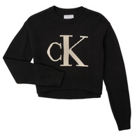 Ruhák Lány Pulóverek Calvin Klein Jeans MONOGRAM SWEATER Fekete 