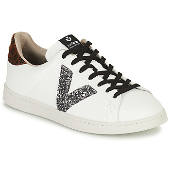 Cipők Női Rövid szárú edzőcipők Victoria TENIS EFECTO PIEL GLITTER Fehér / Ezüst