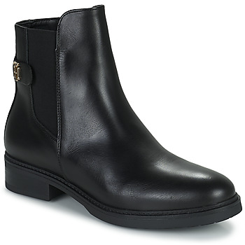 Cipők Női Csizmák Tommy Hilfiger Coin Leather Flat Boot Fekete 