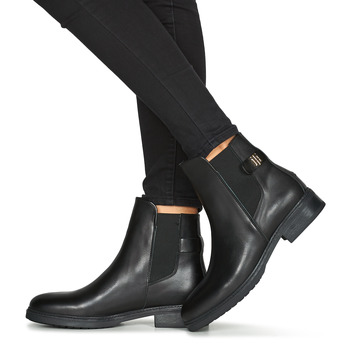 Tommy Hilfiger Coin Leather Flat Boot Fekete 