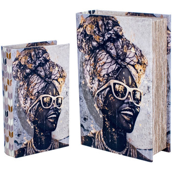 Otthon Kosarak és dobozok Signes Grimalt Afrikai Könyvszekrény 2 Egység Fekete 