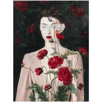 Otthon Képek / vásznak Signes Grimalt Kép Nő Rózsával Fekete 