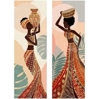 Otthon Képek / vásznak Signes Grimalt Afrikai Nő Festmény 2 Egység Fekete 