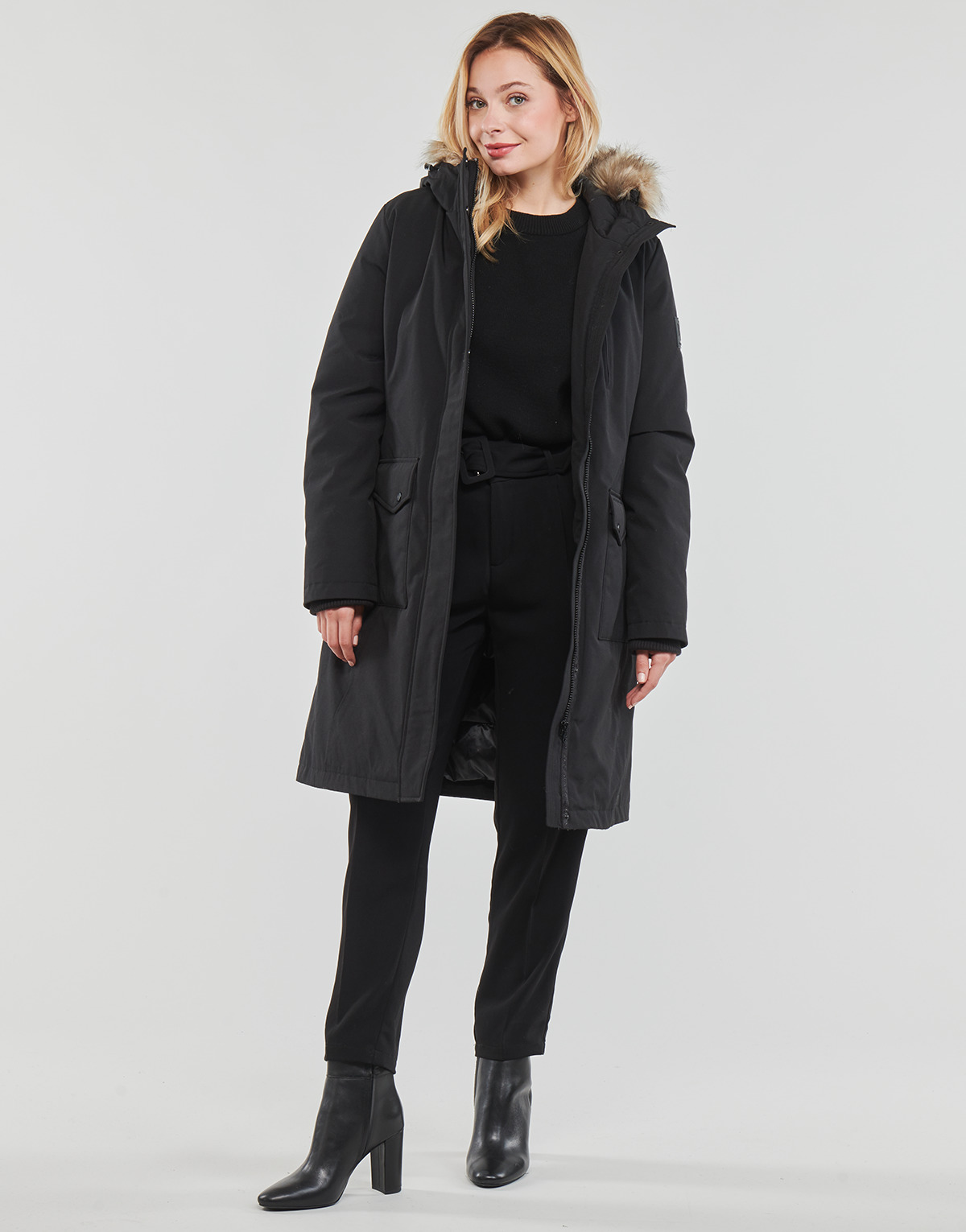 Ruhák Női Parka kabátok Lauren Ralph Lauren LONG EXPDTN LINED COAT Fekete 