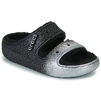 Cipők Női Papucsok Crocs CLASSIC COZZZY GLITTER SANDAL Fekete  / Ezüst