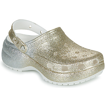 Cipők Női Klumpák Crocs CLSCPLATFORMOMBREGLITTERCLOGW Fehér / Arany