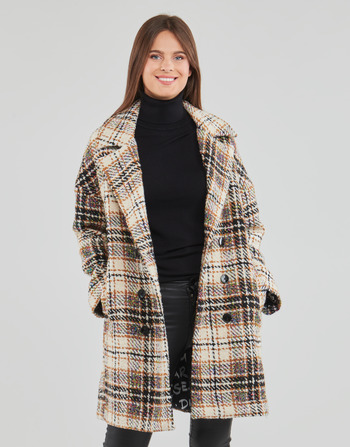 Ruhák Női Kabátok Desigual COAT DUKE Ekrü / Szürke / Mustár sárga