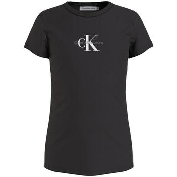 Ruhák Lány Rövid ujjú pólók Calvin Klein Jeans  Fekete 